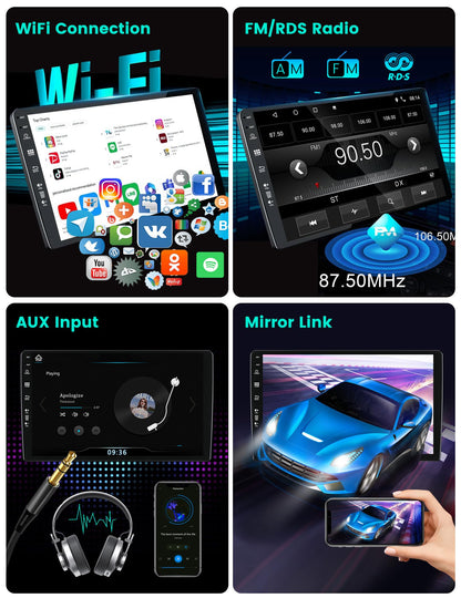 Android 14 car radio fits Hyundai i20 2010-2014 - 9 inch with GPS navigation - supports DAB/USB/Carplay/WiFi/4G/MirrorLink/SWC/AUX/Bluetooth/FM/RDS.