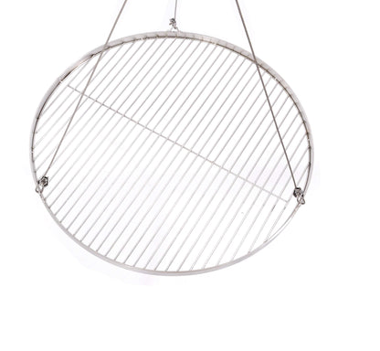 22.4 inch stainless steel 3-leg BBQ grill grate for swinging grill with 0.55 inch rod spacing.
