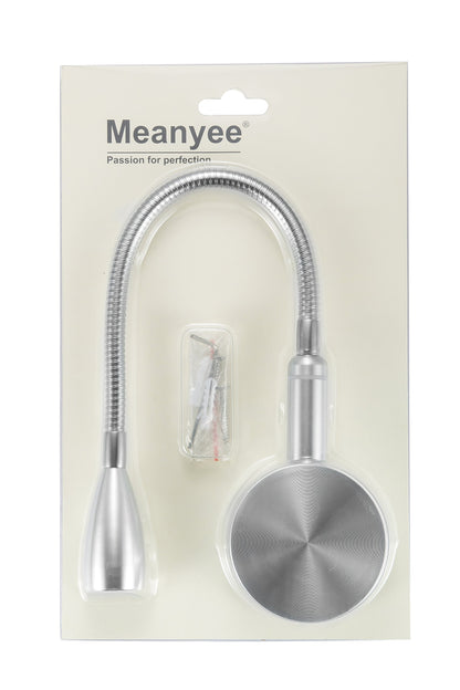 Meanyee touch switch stepless dimmable flexible gooseneck reading lamp wall mounted wall lamp bedside lamp eye care with dim blue LED display
