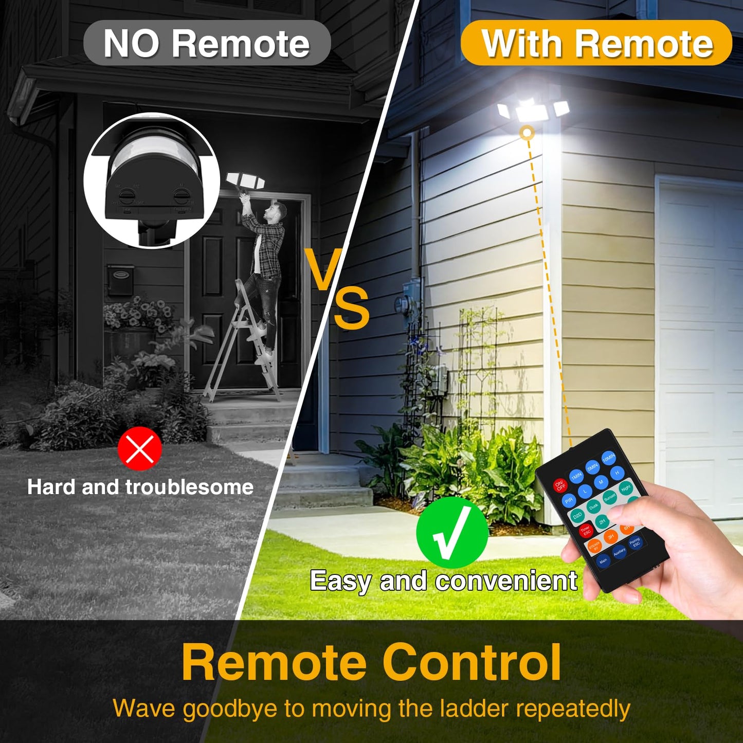 Onforu 55W LED floodlight with motion sensor outdoor remote control 5500LM, 6500K LED outside light with motion sensor IP65 Waterproof for garden garage yard sports field