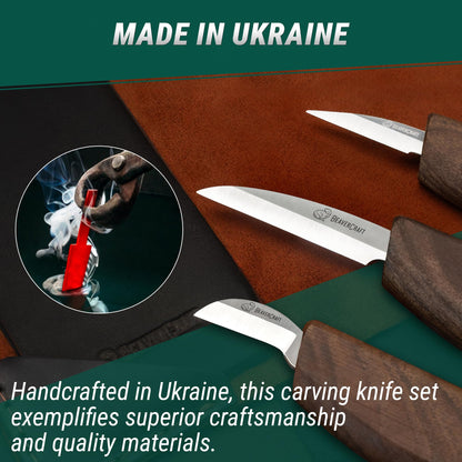 BeaverCraft Wood Carving Set Deluxe Carving Knife Set S15X - Wood Carving Tools and Leather Strop for Sharpening with Polishing Compound - Carving Knives, Gouges, Chisels.