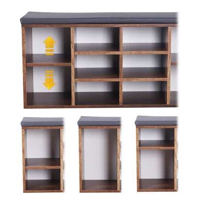 RICOO shoe bench with seat & storage 104x49x30cm dark oak chipboard, shoe rack with seat cushion WM033-EC-A, shoe cabinet with bench seat shoe rack entryway bench benches & chests