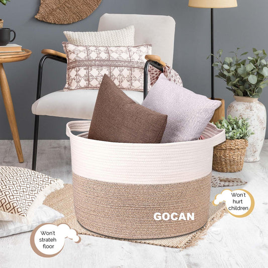 GOCAN XXXL storage basket large laundry basket D55XH35cm laundry collector storage basket for pillows basket braided baskets with handles for children's room jute basket