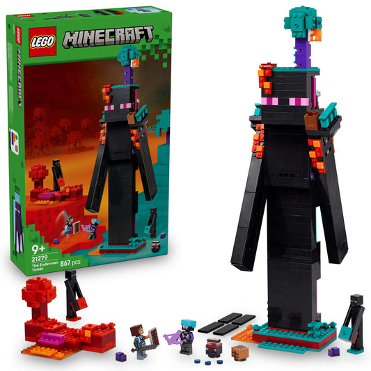 LEGO Minecraft 2in1 The Enderman Tower - Modular Gaming Toy - Can be built into 2 fortresses - With 4 collectible minifigures - Gamer gift for boys and girls aged 9 and up - 21279