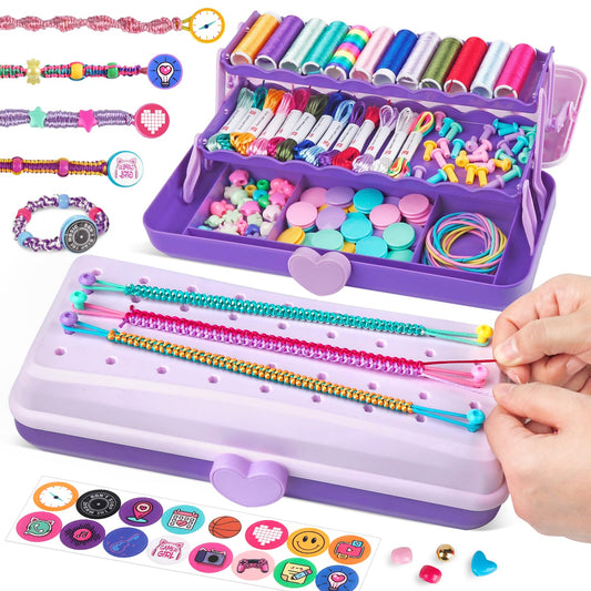 Friendship bracelet making kit for girls, arts and crafts for kids, DIY string bracelet maker craft, girls' toy, Easter gifts, birthday gifts for children ages (Purple US)