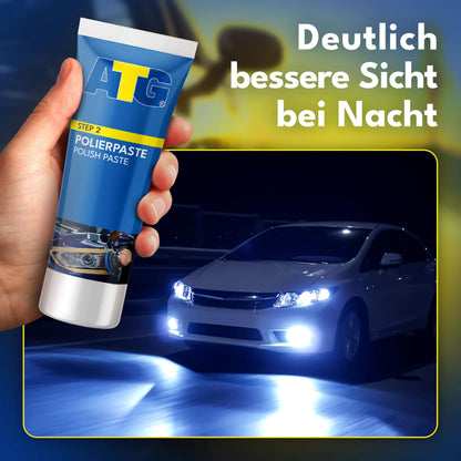 ATG® Headlight Restoration Kit - Universal Car Headlight Polishing Set for dull & hazy headlights - Easy Headlight Restoration - Headlight Repair Kit including microfiber cloths