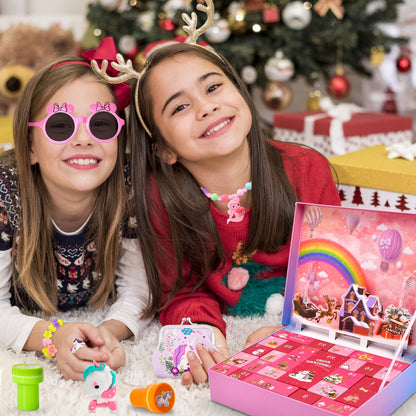 Advent calendar 2025 for children girls, 24 days Christmas countdown gift jewelry advent calendar including toys and hair accessories, gifts for girls