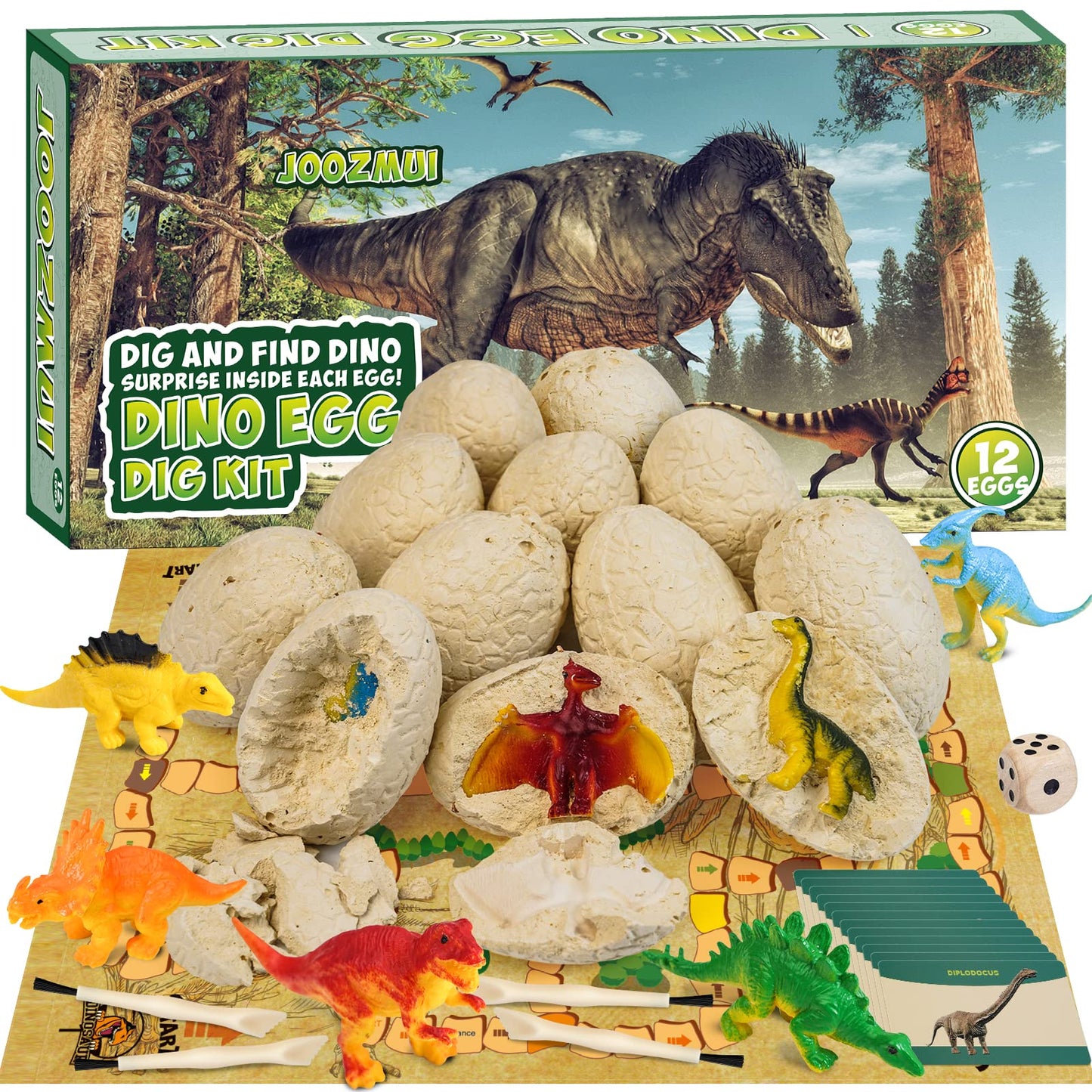 Joozmui Dino Excavation Set for Kids, Dinosaur Egg Toy for Boys Ages 4-10, Figure Gift Children's Toy