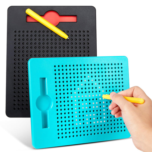 I bought 2 small magnetic drawing boards with pen, magnetic drawing board with steel ball, magnetic drawing tablet, whiteboard for educational gifts (black, lake blue).