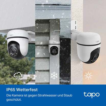 Tapo C51A 2K WiFi Outdoor Surveillance Camera, 360° Pan/Tilt, Full Color Night Vision, Person Detection, Motion Tracking, Two-Way Audio, microSD Card up to 512 GB.