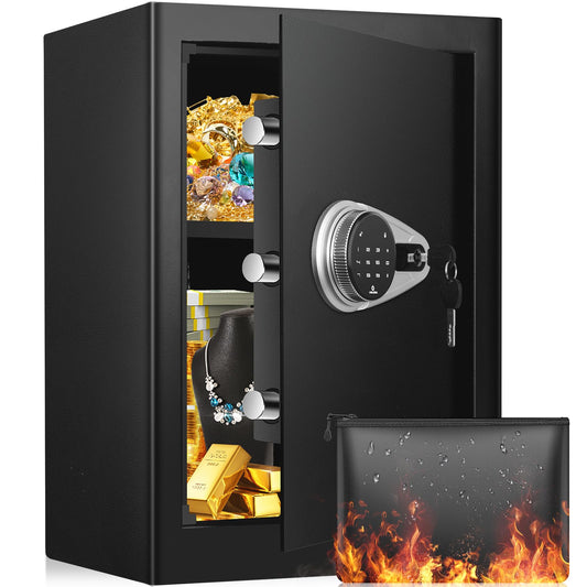 57L Large Touch Screen Safe, Fireproof Waterproof, with Combination Lock and Silent Mode, for Cash Valuables Documents