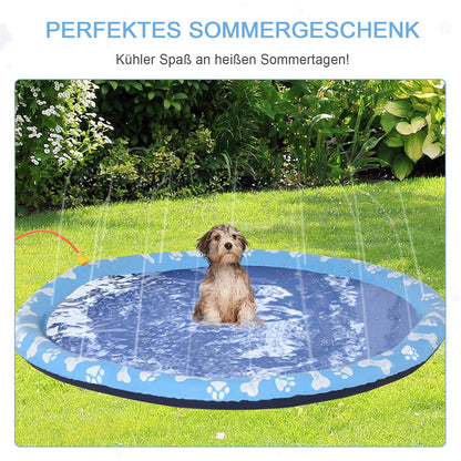 PawHut 170cm sprinkler mat inflatable splash pad non-slip water play mat water mat play pool water sprinkler dog pool for pets summer garden.