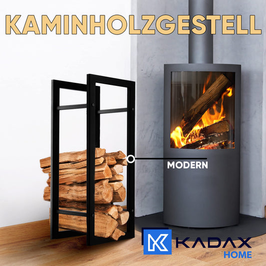 KADAX Fireplace Log Rack, Firewood Holder made of sturdy steel, black powder-coated log holder in various designs (29 x 40 x 90 cm)