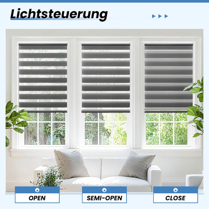 Double roller blind clamp-fix without drilling anthracite B80 x H120cm (fabric width 75cm) Duo roller blinds for windows without drilling clamp roller blind zebra roller blind side-pull roller blind with child safety window blinds for indoors