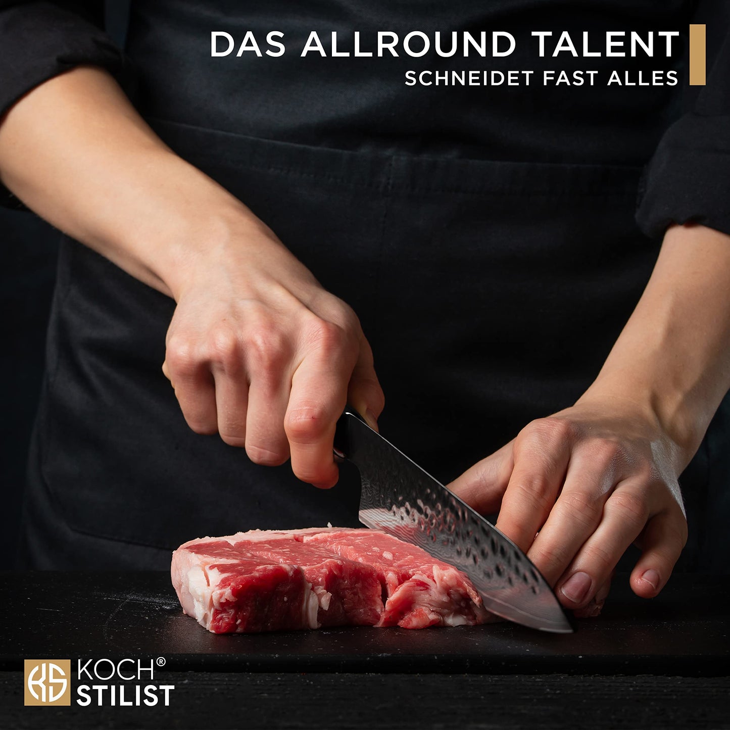 COOKINGSTYLEIST® -NEW- Premium Damascus Knife 20 cm [+ incl. Gift Box] Genuine Damascus steel with 67 layers & VG-10 core for best cutting performance - Chef's knife with elegant wooden handle