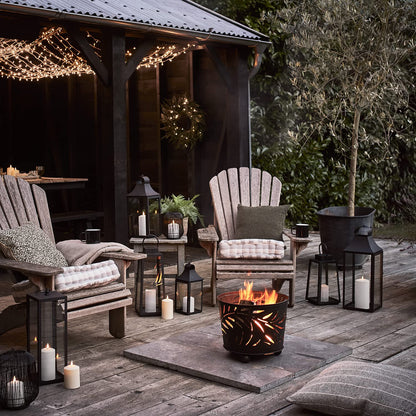 Lights4fun Bowen Metal Lantern in Black with TruGlow® LED Candle for Outdoor and Indoor Use. 45cm Garden Decoration for Balcony.