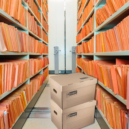 D.RECT 6 piece archive box 2100 storage box 431x333x294mm foldable lid box archive tray document box brown