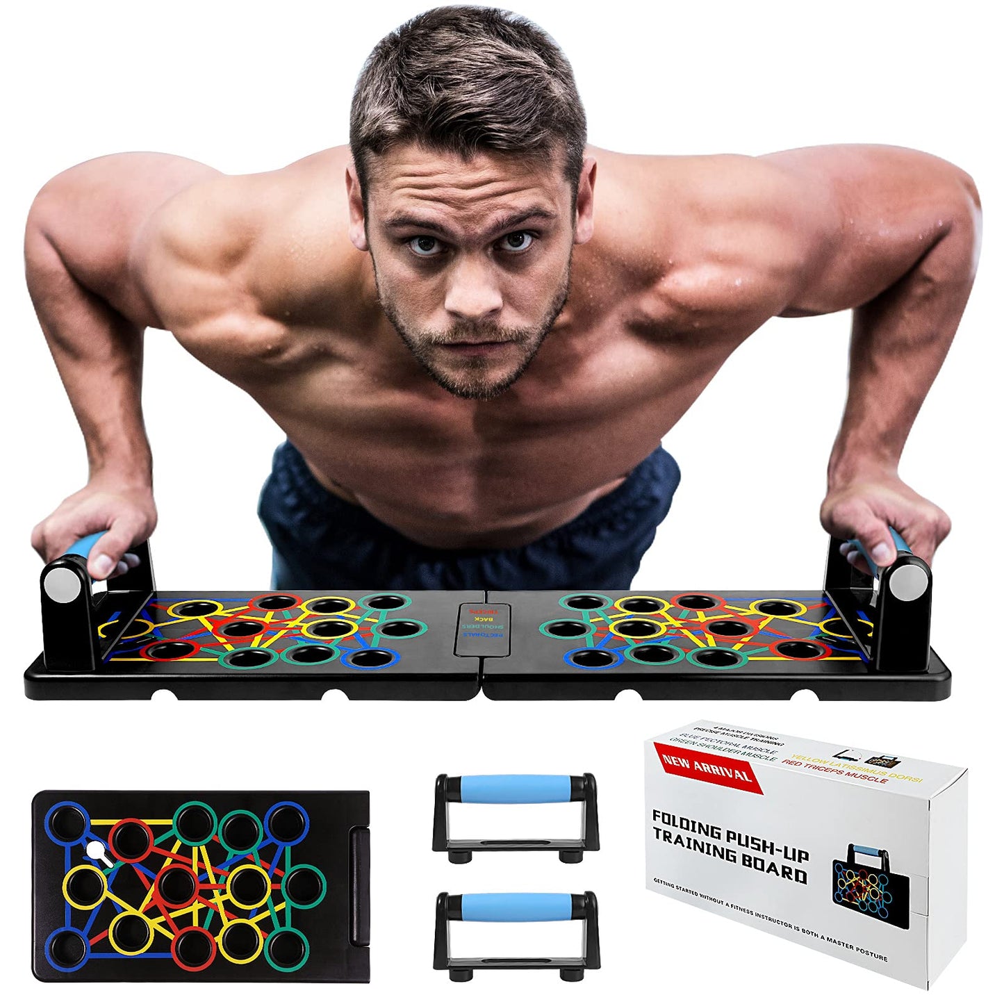 24 in 1 Push-up Board Foldable Portable Pushup Stands Home Fitness Training with Handle for Muscular Training Effectively Shape