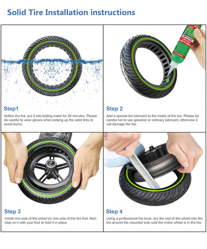 Amitor E Scooter Tire 8 1/2 x 2 Solid Rubber for Xiaomi 1S Pro 2 Mi 3 M365 Pro Electric Scooter, 50/75-6.1 Solid Replacement Tire Puncture-proof, E Scooter Solid Rubber Tire 8.5 Inch Durable and Non-slip