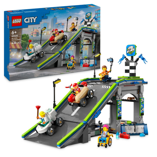 LEGO City No Limits: Soapbox Racing with Ramp - Building Toy for Boys and Girls 6+ - Set with 2 Soapboxes & 4 Race Driver Minifigures - Gift Idea for Kids 60460
