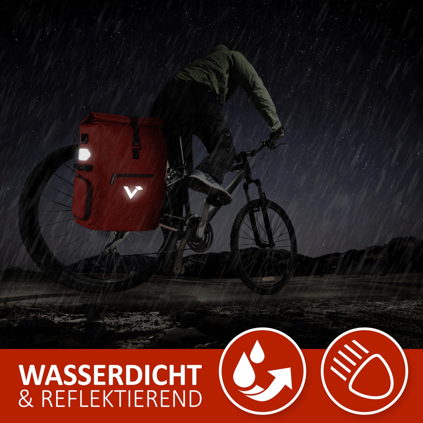 Valkental® - 3in1 Bike Bag Pro - The Original - High-quality Nylon - 23L Capacity - Can be used as a luggage rack bag, backpack & shoulder bag - 100% Waterproof - Bike bag for luggage rack