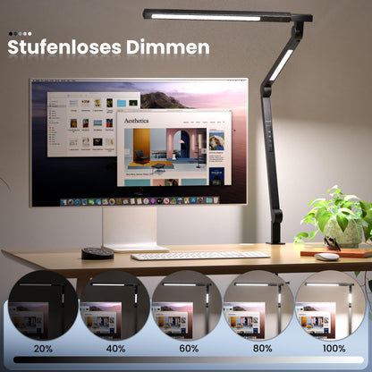 AmazLit Desk Lamp, Dimmable LED Desk Lamp 12W, Dual Light Source Swing Arm Architect Lamp, Adjustable Color Temperature Table Lamp Clamp, Office Lamp with Remote Control.