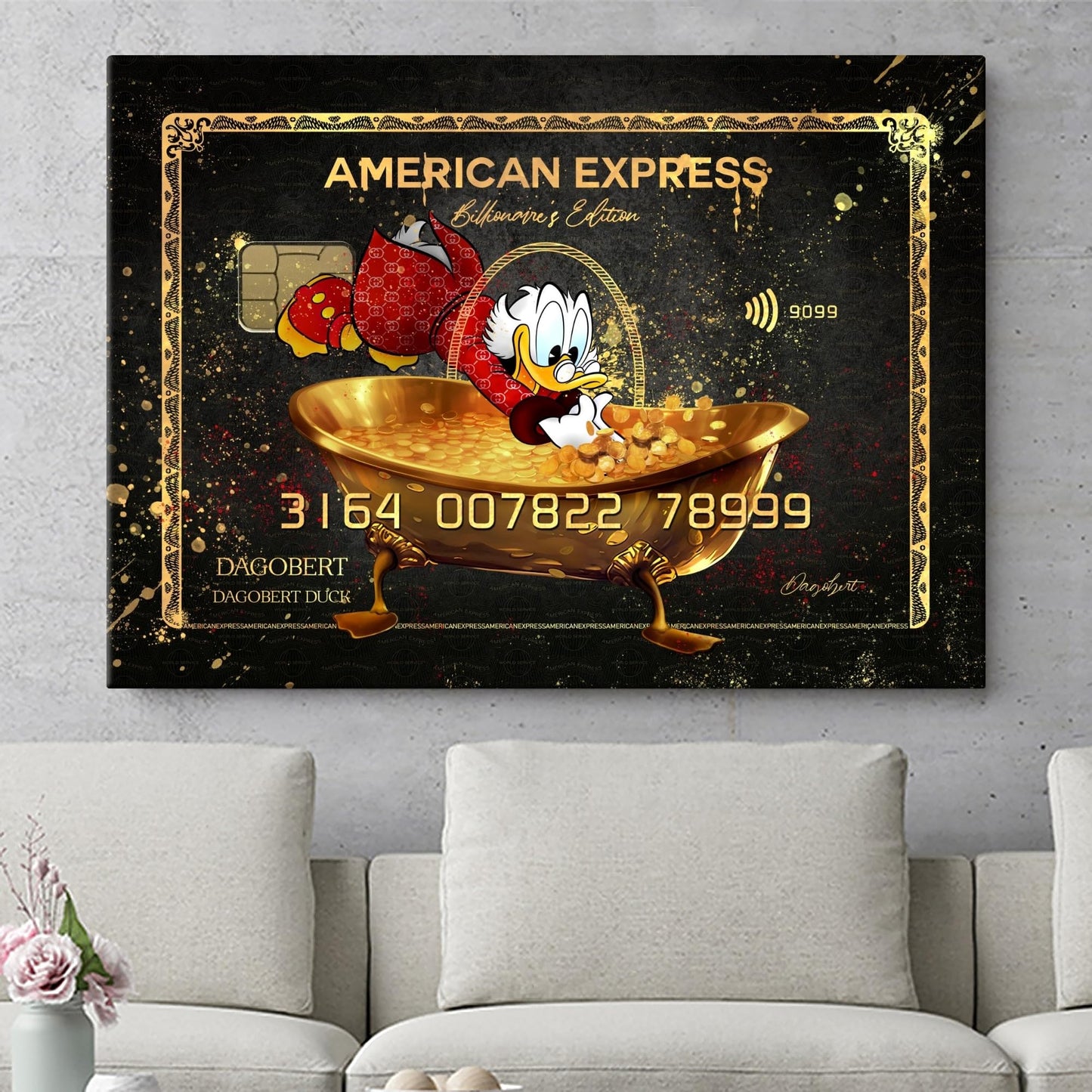 Artmazing | Scrooge McDuck Wall Art | Cool Living Room Wall Art | American Express Image | XXL Wall Art