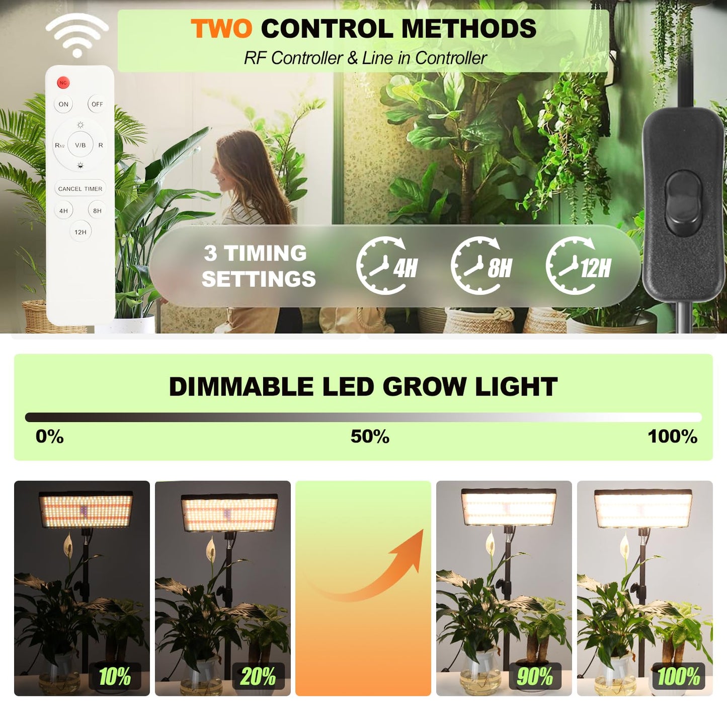 MICCYE Plant Lamp LED with Stand UV-IR Full Spectrum 286 LEDs Grow Lamp with 4/8/12H Timer Dimmable Plant Light Growth Lamps for Plants Plant Lamp LED