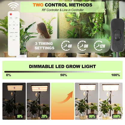 MICCYE Plant Lamp LED with Stand UV-IR Full Spectrum 286 LEDs Grow Lamp with 4/8/12H Timer Dimmable Plant Light Growth Lamps for Plants Plant Lamp LED