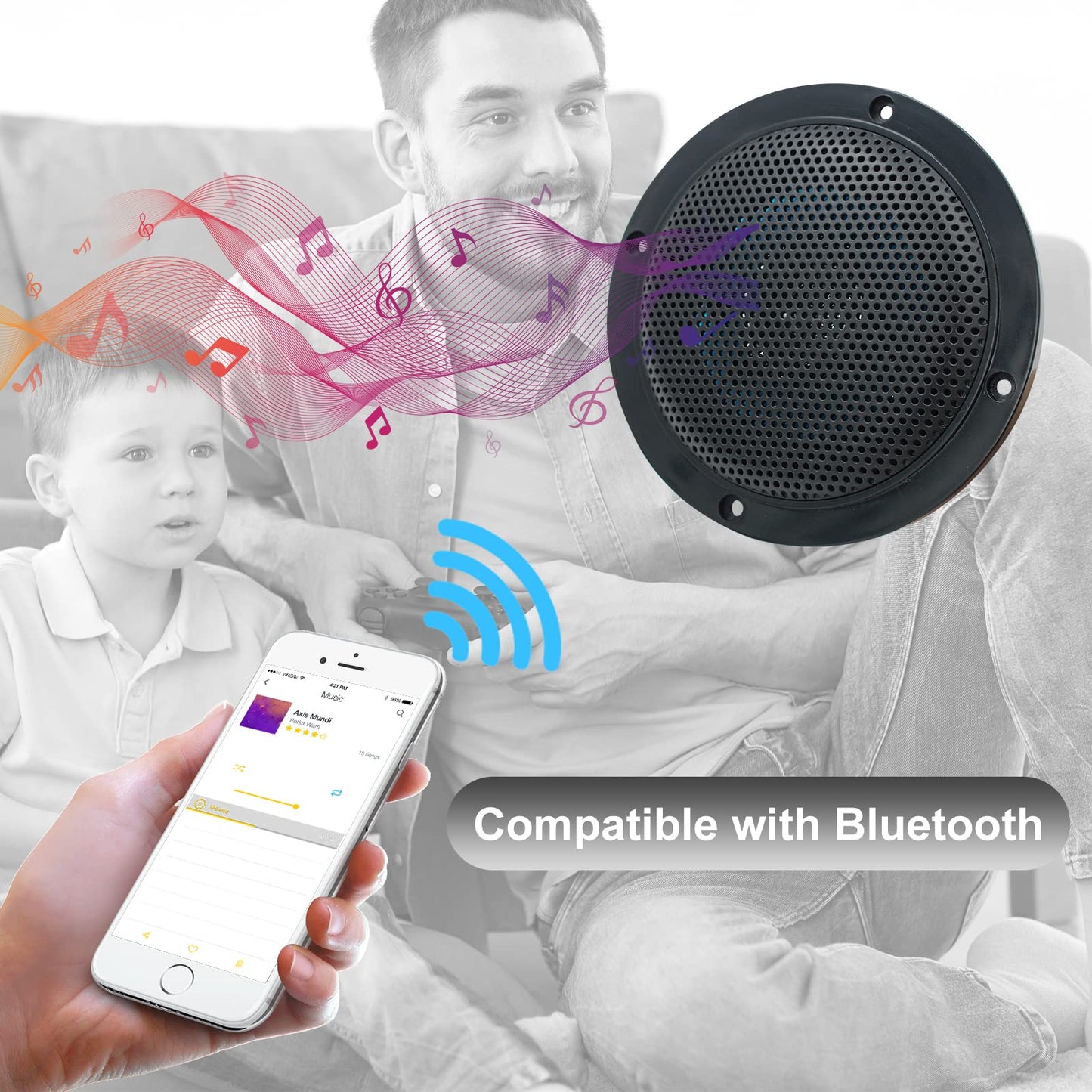 Herdio 4 inch ceiling speakers, waterproof recessed speakers, flush mount sound, compatible with Bluetooth.