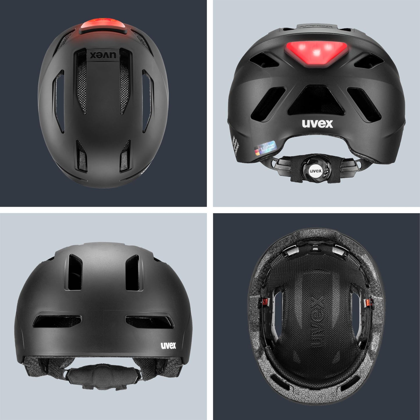 Uvex Urban Planet LED City bike helmet in matte black 58-61cm.