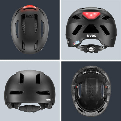 Uvex Urban Planet LED City bike helmet in matte black 58-61cm.