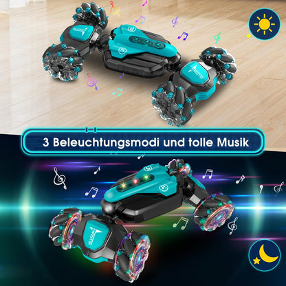 Dysaim Remote Control Car for 6 7 8 9 10 11 12 Year Old Boys Girls Christmas Birthday Gifts Indoor & Outdoor 2.4 GHz RC Offroad Twist Stunt Car 2 Battery Music Racing Car Hand Control Toy