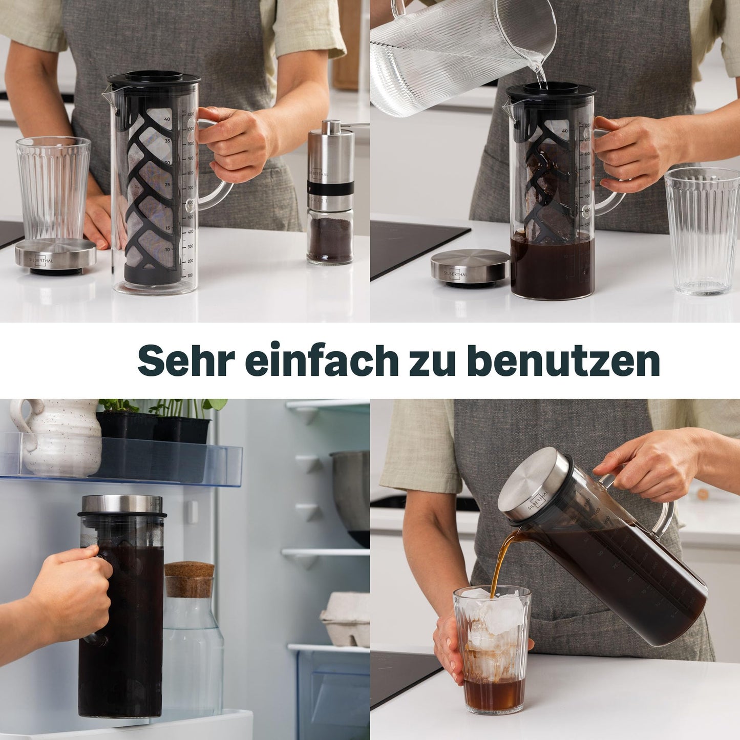 SILBERTHAL manual coffee grinder and Cold Brew Coffee Maker - pleasure set for coffee lovers in the summer.