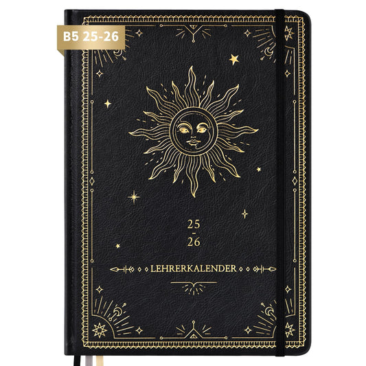 Teacher planner 2025 2026, teacher planner 2025 2026 a5 from August 2025 to July 2026, school planner 2025 2026 for teachers, 17.5x25 cm, hardcover teacher planner, slip pocket, black.