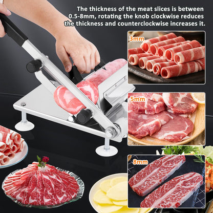 BAOSHISHAN Manual Frozen Meat Slicer 0.5-8mm Adjustable Thickness Meat Slicing Machine for Hotpot Preparation
