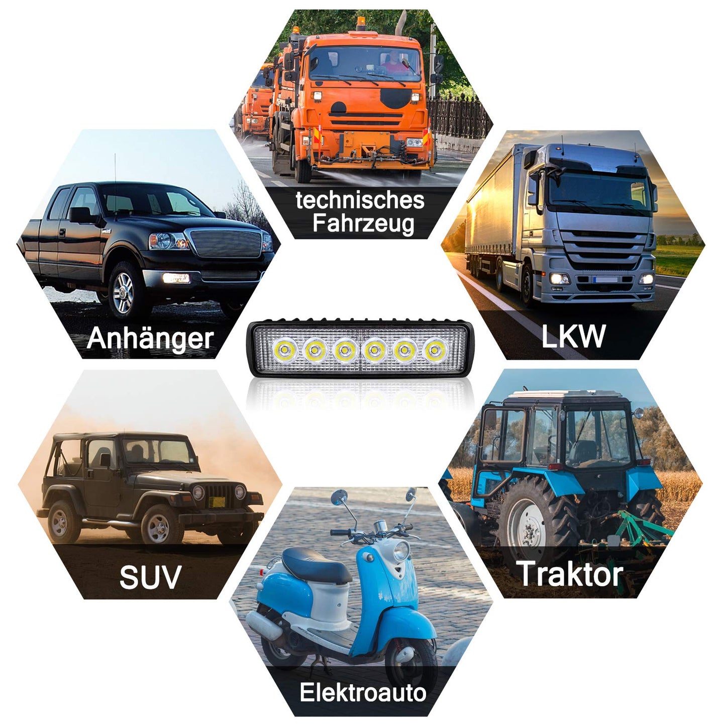 HENGMEI 18W LED work light reflector spotlight working light LED additional spotlight floodlight for off-road agricultural tractor (4X18W)
