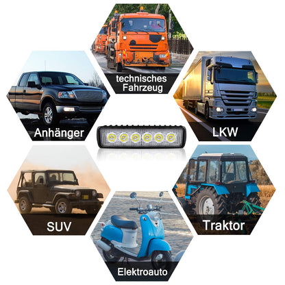 HENGMEI 18W LED work light reflector spotlight working light LED additional spotlight floodlight for off-road agricultural tractor (4X18W)