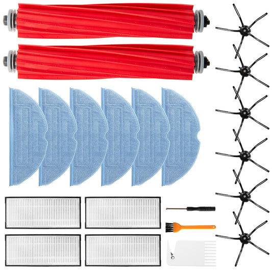 OWZ Replacement parts accessories for Roborock S7 S7 Plus S7 MaxV S7 MaxV Ultra S7 Pro Ultra vacuum robot, 2 main brushes, 6 side brushes, 6 mopping cloths, 4 filters.