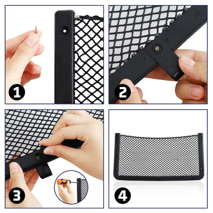 Omtofo 4 Piece Trunk Net Bag, 42x21cm Car Storage Net, Multifunctional Car Seat Storage Net, Luggage Net Storage Net for RV, Camper, Truck, Boats, Vans