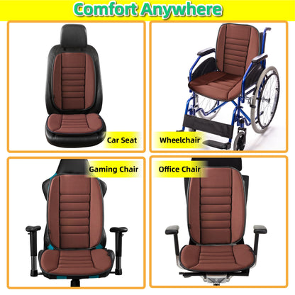 Kingphenix car seat cushion with back support cushion: enhanced comfort memory foam design for pain relief, great for drivers and office use, ergonomic lumbar comfort for extended sitting, Brown