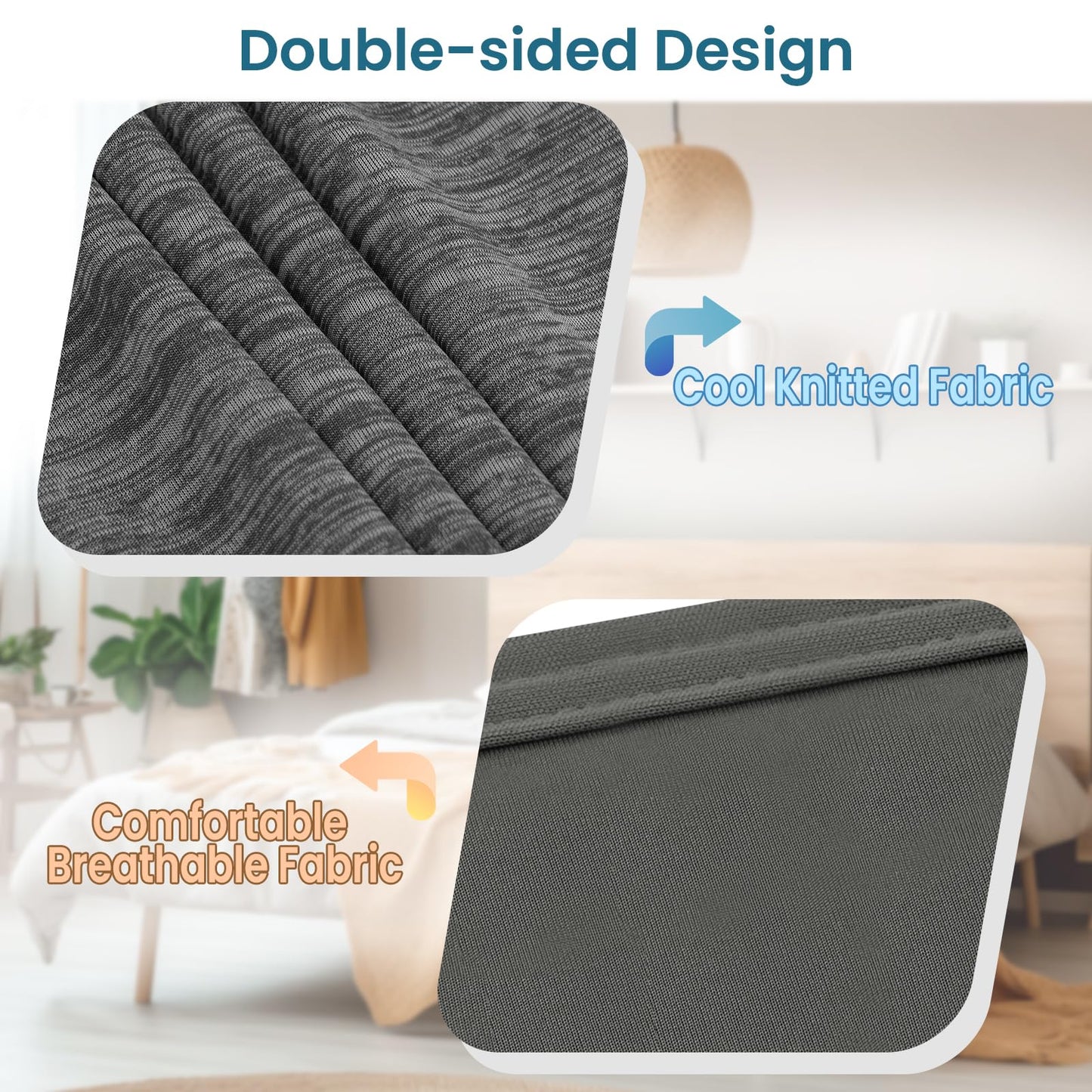 WOLTU Cooling Blanket 2 in 1, Summer Blanket Arc-Chill, Q-Max > 0.45, Double-sided Blanket for Summer, self-cooling breathable light, 220 x 240 cm, Gray
