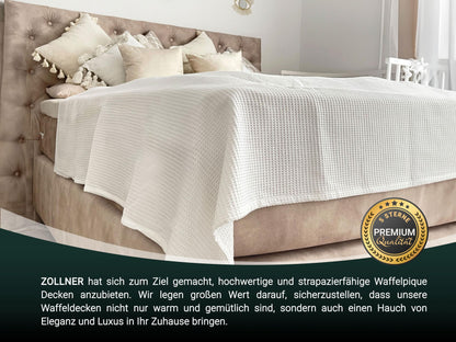 ZOLLNER cuddly blanket in 150x200 cm - 100% cotton - timeless waffle pattern - wrinkle-resistant and breathable couch blanket in white - washable up to 60°C - hotel linen quality - Oeko Tex® certified