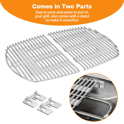Onlyfire Stainless Steel Grill Grate, Replacement Grate (65.5 * 44.5 cm) for Weber Q300, Q320, Q3000, Q3100, Q3200 Gas Grills.