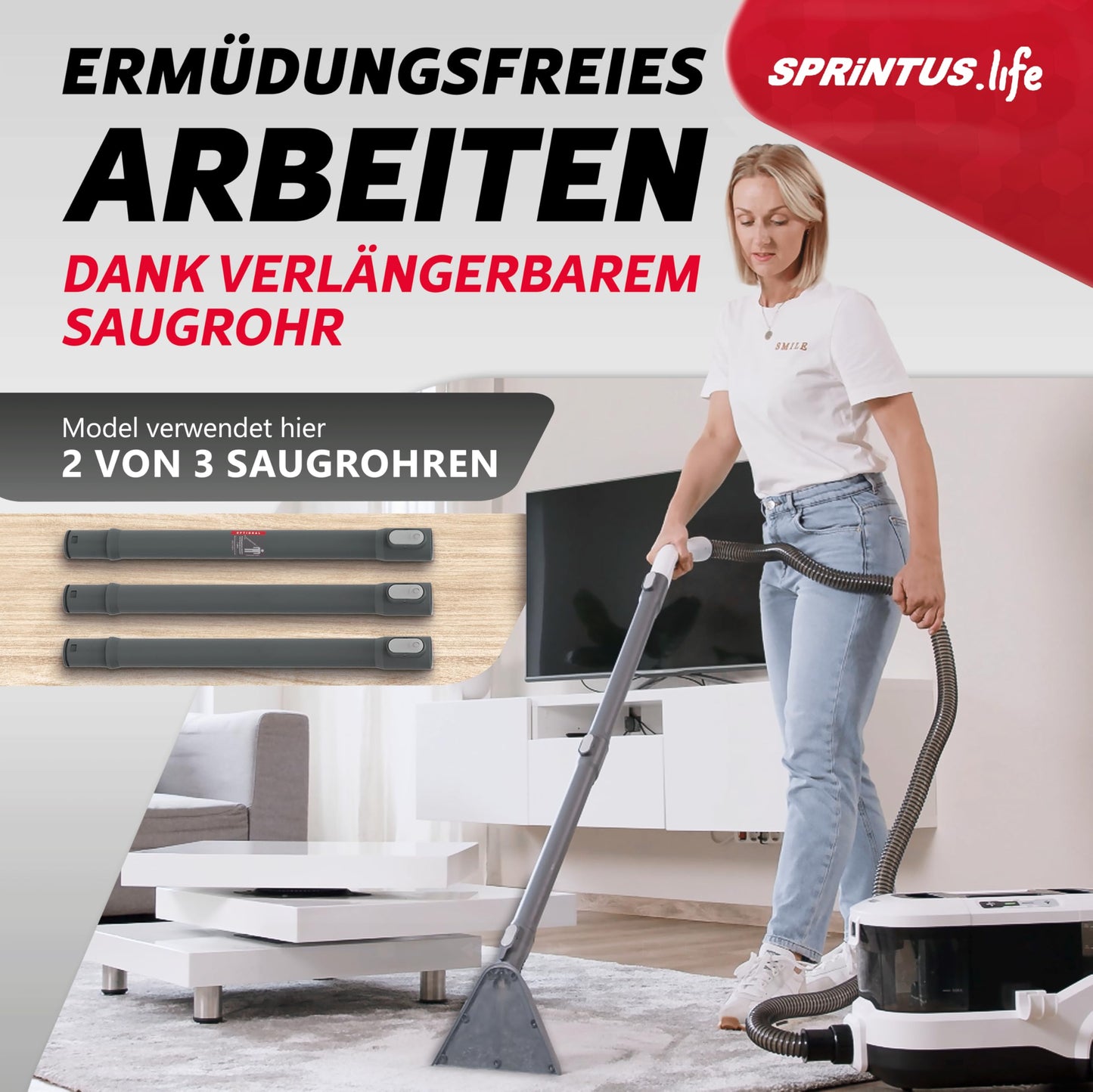 SPRiNTUS wet and dry vacuum cleaner upholstery cleaning device SPOTTY with 170mbar suction power for thorough cleaning of carpets, upholstery, pet hair, car & hard floors I Hygienic carpet cleaner wet vacuum cleaner [67db]