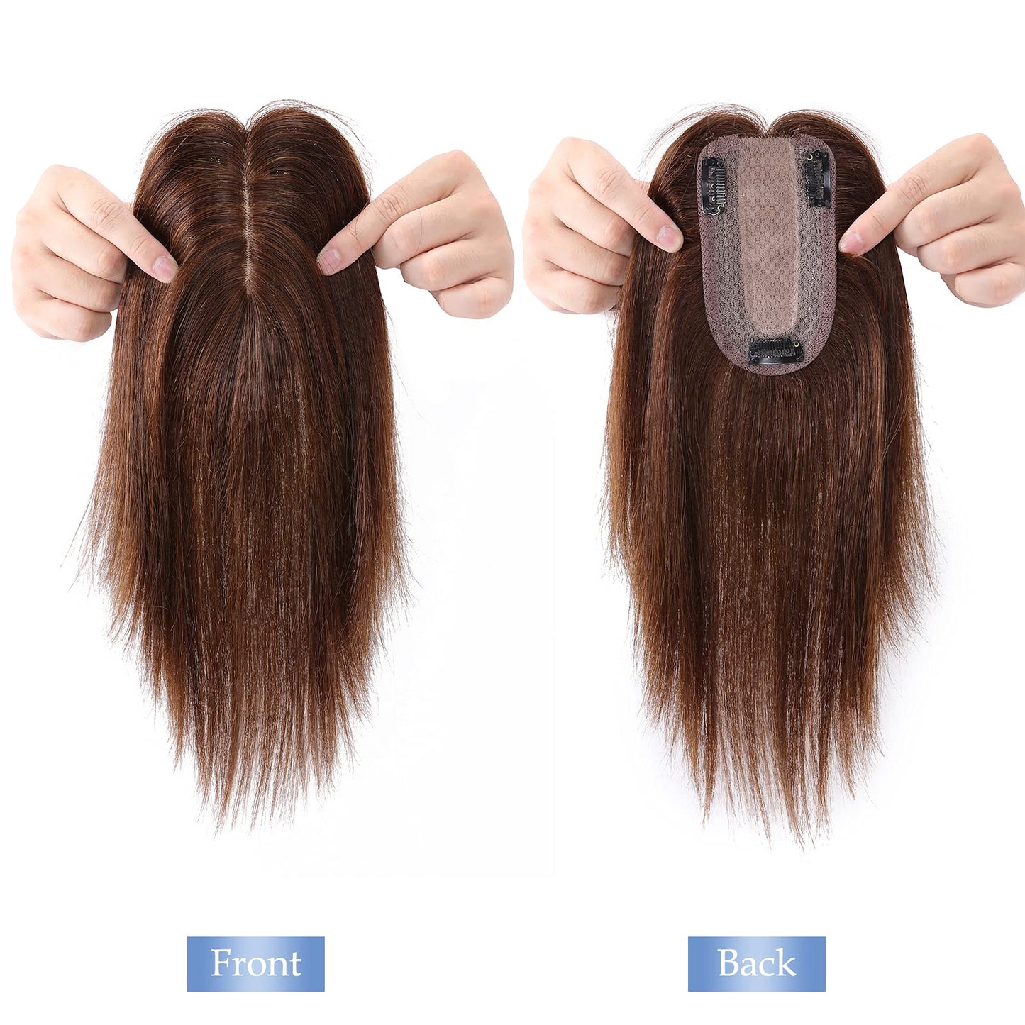 Silk-co hairpieces real hair clip-in extensions real hair toupee hair extension toupee hair extensions for women 7A human hair 30cm-38g 04# medium brown