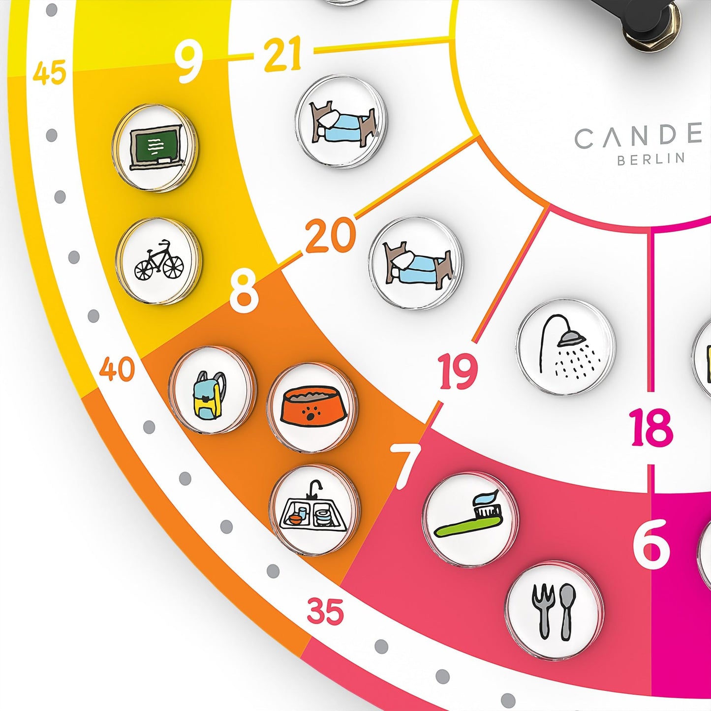 Cander Berlin MNU 11930 A Children's silent wall clock with magnet photos 30 cm Children's room daily routine learning clock Children's room analog without ticking noises Girls Boys