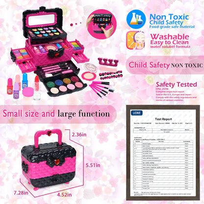Children's makeup set girls toys gifts - Washable makeup case for kids, makeup children's makeup set games, princess Christmas birthday gifts for girls 4 5 6 7 8 9 10 11 12 years