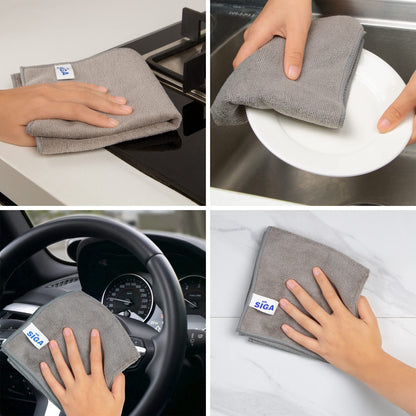 MR.SIGA Microfiber Cleaning Cloth, All-Purpose Microfiber Towels, Streak-Free Cleaning Cloths, 12 Pack, Gray, Size 32 x 32 cm
