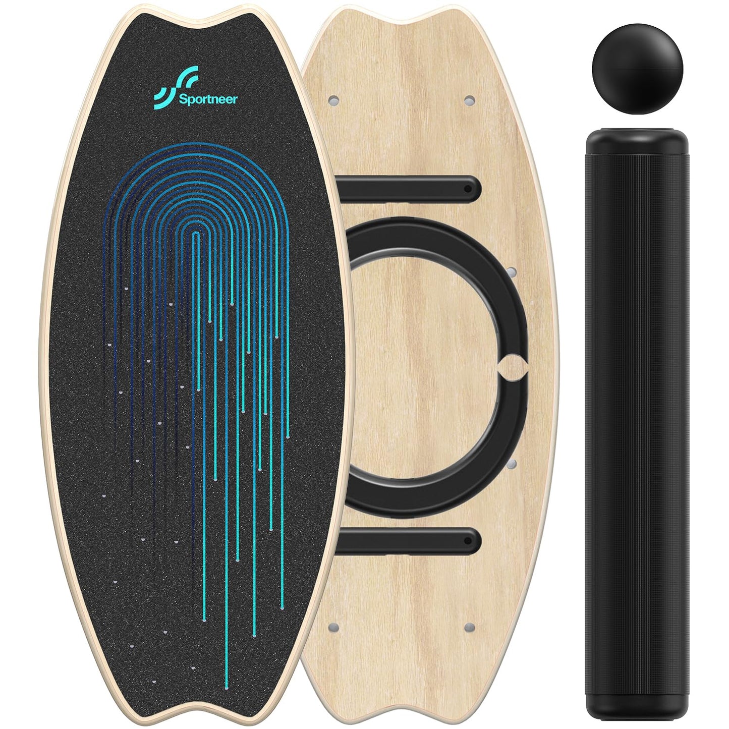 Wooden Balance Board, Sportneer Indoor Board Skateboard, Indoor Surfboard Trickboard, and Balance Board for kids and adults.